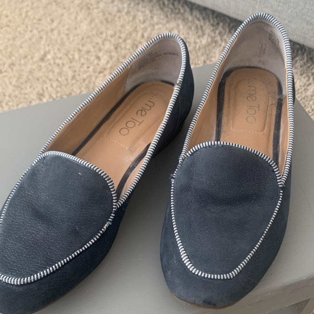 Me Too Women's Navy Loafers with White Trim